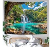 Generico Tapestries Extra Large 200 x 300 cm, Custom Images Banners Signs Personalized Tapestry Wall Hanging, Blue, Green, Forest Mountain Clouds River Landscape Pattern,