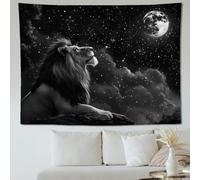 Generico Tapestries Extra Large 200 x 300 cm, Custom Images Banners Signs Personalized Tapestry Wall Hanging, Black, White, Gray Lion Prints,