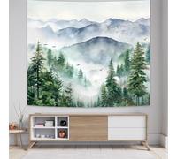 Generico Tapestry for Wall Decor Wedding Party Office Outdoor Garden, Custom Tapestries, 150 x 150 cm,Green, Gray, Blue, Forest Mountain Landscape Pattern,