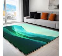 Generico Tappeti a pelo corto Stile Astratto Vista In Lontananza Montagne Verdi - tappeto rettangolare, 80 x 150 cm per Interno/Esterno Wasserdicht & Rutschfest, Tappeto soggiorno Verde