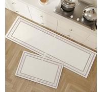 Generico Tappeti Cucina，Set Di 2 Tappetini Da Cucina In Pvc Facili Da Pulire, Antiscivolo E Antifatica, Impermeabili, Antimacchia E Antiolio, Ideali Per Cucina, Lavanderia E Ingresso. Colore: Bia