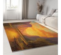 Generico Tappeti da Soggiorno Paesaggio Naturale Tappeto Antiscivolo Lavabile 160 x 230 cm, Tappeti Rettangolari a Pelo Corto Tramonto Sul Lago Montagne per Camera da Letto e Sala da Pranzo