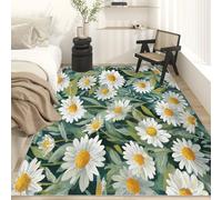 Generico Tappeti Floreale Margherita, Tappeti Salotto Fiore Acquerello, Tappetino Antiscivolo e Lavabile, Tappeto Camera da Letto 80x160 cm C&J46