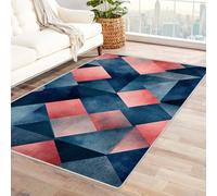 Generico Tappeti Modello geometrico di diamante tappeto antiscivolo,tappeto grande,sottile e morbido,neutro,per camera da letto,soggiorno,bagno,sotto il tavolo da pranzo(Rosso 20)-90x120cm