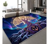 Generico Tappeti per ingresso interno Albero Astratto Tappeto Lavabile 60x90 cm Rune Magia Universo Antiscivolo Camera da Letto Pelo Corto,Tappeti Grande Sala da Pranzo,Ufficio,Corridoio
