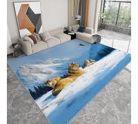 Generico Tappeti per soggiorno, tappeti stampati per cameretta dei bambini 120 x 170cm,Tappeto moderno anti-pelucchi, morbido e antiscivolo, con motivo Lupo animale e colline paesaggio naturale