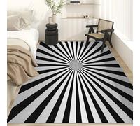 Generico Tappeti Righe Nere Grigie, Tappeti Salotto Illusione Ottica, Tappetino Antiscivolo e Lavabile, Tappeto Camera da Letto 140x200 cm C&J50