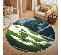 Generico Tappeti rotondo 180 cm per Soggiorno Home Decor Primavera Sulle Alpi Antiscivolo Non perde Pelo Corto Tappeti Rotondi Verde, Tappeto rotondo per interni per camera da letto