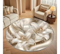 Generico Tappeti rotondo 200 cm per Soggiorno Home Decor Giglio D'Oro Antiscivolo Non perde Pelo Corto Tappeti Rotondi Lusso, Tappeto rotondo per interni per camera da letto