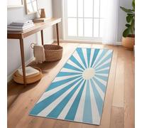 Generico Tappeti Runner Passatoia 60 x 180 cm, Antiscivolo Corridore Tappeto Sottile Lungo Tappeti di Zona Lavabile, Luce Solare Retrò Tappeto per Camera da Letto Soggiorno Cucina, Linee Blu