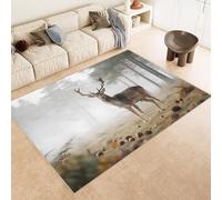 Generico Tappeti Salotto Imitazione Cashmere 100x150 cm Stampa Sika Cervo Bosco Erba 3D Motivi Squisiti Tappeto Bagno Antiscivolo Lavabile Adatto a Corridoi Ville Classiche Angoli Lettura Moquette