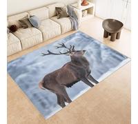 Generico Tappeti Salotto Imitazione Cashmere 100x150 cm Stampa Sika Cervo Bosco Neve 3D Motivi Squisiti Tappeto Bagno Antiscivolo Lavabile Adatto a Corridoi Ville Classiche Angoli Lettura Moquette