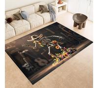 Generico Tappeti Salotto Imitazione Cashmere 100x150 cm Stampa Teschio Fiore Astratto 3D Motivi Squisiti Tappeto Bagno Antiscivolo Lavabile Adatto a Corridoi Ville Classiche Angoli Lettura Moquette