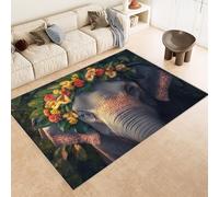 Generico Tappeti Salotto Imitazione Cashmere 120x180 cm Stampa Elefante Fiore Montagna 3D Motivi Squisiti Tappeto Bagno Antiscivolo Lavabile Adatto a Corridoi Ville Classiche Angoli Lettura Moquette