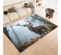 Generico Tappeti Salotto Imitazione Cashmere 120x180 cm Stampa Sika Cervo Bosco Erba 3D Motivi Squisiti Tappeto Bagno Antiscivolo Lavabile Adatto a Corridoi Ville Classiche Angoli Lettura Moquette