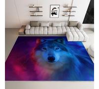 Generico Tappeti Salotto Lupo animale blu-viola 140x200cm Tappeto per Camera Moderno Tappeti Stampato Lavabile Tappetini Rettangolari Soft Soffice per Soggiorno Camera da Letto