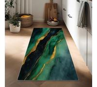 Generico Tappetini Cucina Antiscivolo Lavabile 40 x 120 cm, Arte Ad Acquerello Tappetino Antifatica Antiscivolo Stampato Marmo Di Malachite Strisce per Corridoio Lavello Da Pavimento