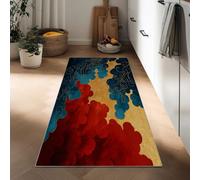 Generico Tappetini Cucina Antiscivolo Lavabile 40 x 120 cm, Stile Tradizionale Giapponese Tappetino Antifatica Antiscivolo Stampato Vortici Di Nuvole Rosse E Blu per Corridoio Lavello Da Pavimento