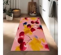 Generico Tappetini Cucina Antiscivolo Lavabile 50 x 140 cm, Arte Astratta Tappetino Antifatica Antiscivolo Stampato Frutta Ciliegia Texture per Corridoio Lavello Da Pavimento