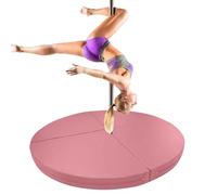 Generico Tappetino Antiurto Pieghevole Rotondo per Pole Dance, Tappetino di Sicurezza Antiscivolo in Schiuma Spessa 1"-4" per Ginnastica, Fitness, Yoga Aereo - Pelle PU Rosa, 150 cm x 5 cm (59"x2")