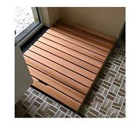 Generico Tappetino da Doccia in bambù Naturale - Pedana in Legno Impermeabile per Spa e Sauna, Tappetino da Bagno a doghe Personalizzabile per Uso Interno/Esterno, 60x60 cm/24x24 Pollici, Ecologico e