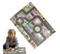 Generico Tappetino da gioco per auto da strada -32,68x22,44 in Tapeto per bambini | Tappetini da gioco, tapeto educativo, 33 x 22 pollici per camion macchinina, tappeto cittadino Around City, tappe
