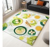 Generico Tappeto 140 x 200 cm - Tappeti per la Casa Terrazza Cortile Veranda Stampato Confortevole Soft Resistente per Soggiorno Camera da Letto, Cibo Carino E Delizioso Spuntini Da Tè Bianco