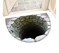 Generico Tappeto 3d Con Illusione - Tappeto Semicircolare Antimacchia Antiscivolo | Effetto Abisso Profondo Velluto | Ingresso Bagno Camera Cucina Balcone, Asciugatura Rapida Lavabile 50x80c