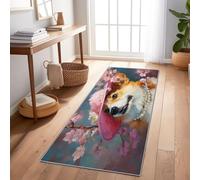 Generico Tappeto 60 x 180 cm per corridoio, lavabile, cucina, pelo corto, Dipinto Ad Olio Di Un Simpatico Corgi, pieghevole, antiscivolo, sottile, per ponti, camera da letto Fiori Di Ciliegio Rosa