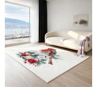 Generico Tappeto a pelo corto moderno lavabile - tappeto per la camera da letto, Bello decorativo realistico, tappeto del soggiorno facile da pulire super soffice, 60 X 180 cm, Rosso