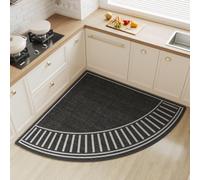 Generico Tappeto Angolare Antiscivolo Per Cucina, 90X90 Cm, Lavabile, Circolare, Con Strisce Di Gomma Sul Retro, A Treccia, Per Lavelli, Balconi E Angoli, Grigio.