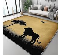 Generico Tappeto Antiscivolo 50x80 cm per Camera da Letto, Stile Albero Leone Aquila, per Soggiorno Cucina Ingresso o Sala da Pranzo Decorativo, Lavabile in Lavatrice, Marrone