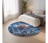 Generico Tappeto Antiscivolo Famiglia Moquette Bianco Tappeto Rotondo Fantasma Zucca Halloween,Lavabile Camera Dei Bambini per il Soggiorno Carpets 100 cm