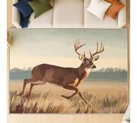 Generico Tappeto boho confortevole antiscivol Ideale come tappeto moderno per il tappeto salotto, si adatta a camera da letto e ingresso. Colore piatto cerbiatto in corsa. Marrone. 120 X 180 cm