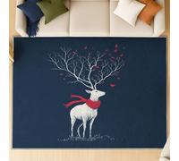 Generico Tappeto boho confortevole antiscivol Ideale come tappeto moderno per il tappeto salotto, si adatta a camera da letto e ingresso. Illustrazione renna corna. Blu. 180 X 270 cm