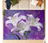 Generico Tappeto boho confortevole antiscivol Ideale come tappeto moderno per il tappeto salotto, si adatta a camera da letto e ingresso. Arte digitale fiori in fiore. Viola. 180 X 270 cm