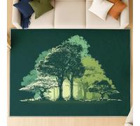 Generico Tappeto boho confortevole antiscivol Ideale come tappeto moderno per il tappeto salotto, si adatta a camera da letto e ingresso. Natura contorno grande albero. Verde. 180 X 270 cm