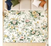 Generico Tappeto boho confortevole antiscivol Ideale come tappeto moderno per il tappeto salotto, si adatta a camera da letto e ingresso. Morbido piccoli fiori foglie. Verde. 180 X 270 cm