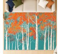 Generico Tappeto boho confortevole antiscivol Ideale come tappeto moderno per il tappeto salotto, si adatta a camera da letto e ingresso. Semplice tronco d’albero foglie. Arancione. 180 X 270 cm