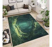 Generico Tappeto Camera da Letto 100x150 cm Stampa Bosco Verde Erba Sole 3D Imitazione Cashmere Tappeto Antiscivolo Tappeti Cucina Adatto Per Soggiorno Sala da Tè Spazi Esterni di Tenute dii Campagna