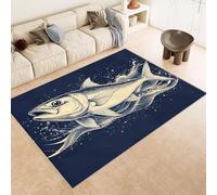 Generico Tappeto Camera da Letto 100x150 cm Stampa Pesce Onde Astratto 3D Imitazione Cashmere Tappeto Antiscivolo Tappeti Cucina Adatto Per Soggiorno Sala da Tè Spazi Esterni di Tenute dii Campagna