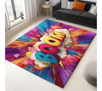 Generico Tappeto Camera Da Letto Adolescenti Ragazzo, Cucina Antiscivolo Lavabile In Lavatrice Camera Da Pranzo Tappeto Decorativo Morbido, Arte Alfabeto Fumetti 120 x 160 cm Multicolore