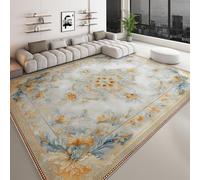 Generico Tappeto Camera Da Letto Adolescenti Ragazzo, Cucina Antiscivolo Lavabile In Lavatrice Camera Da Pranzo Tappeto Decorativo Morbido, Campagna Geometria Fiori 120 x 160 cm Giallo