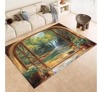 Generico Tappeto Camera da Letto Imitazione Cashmere 60x120 cm Stampa Cascata Pietre Ruscello 3D Motivi Squisiti Tappeto Cucina Antiscivolo Lavabile Adatto a Corridoi Ville Classiche Angoli Lettura
