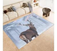 Generico Tappeto Camera da Letto Imitazione Cashmere 60x120 cm Stampa Sika Cervo Bosco Neve 3D Motivi Squisiti Tappeto Cucina Antiscivolo Lavabile Adatto a Corridoi Ville Classiche Angoli Lettura