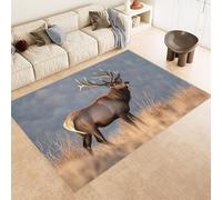 Generico Tappeto Camera da Letto Imitazione Cashmere 60x120 cm Stampa Sika Cervo Erba Montagne 3D Motivi Squisiti Tappeto Cucina Antiscivolo Lavabile Adatto a Corridoi Ville Classiche Angoli Lettura