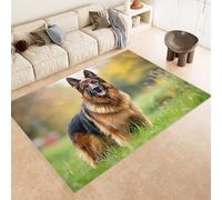 Generico Tappeto Camera da Letto Imitazione Cashmere 80x120 cm Stampa Cane Erba Fiori Animale 3D Motivi Squisiti Tappeto Cucina Antiscivolo Lavabile Adatto a Corridoi Ville Classiche Angoli Lettura