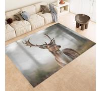 Generico Tappeto Camera da Letto Imitazione Cashmere 80x120 cm Stampa Sika Cervo Bosco Erba 3D Motivi Squisiti Tappeto Cucina Antiscivolo Lavabile Adatto a Corridoi Ville Classiche Angoli Lettura