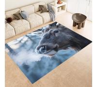 Generico Tappeto Camera da Letto Imitazione Cashmere 80x120 cm Stampa Sika Cervo Bosco Neve 3D Motivi Squisiti Tappeto Cucina Antiscivolo Lavabile Adatto a Corridoi Ville Classiche Angoli Lettura