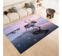 Generico Tappeto Camera da Letto Imitazione Cashmere 80x120 cm Stampa Sika Cervo Mare Sole 3D Motivi Squisiti Tappeto Cucina Antiscivolo Lavabile Adatto a Corridoi Ville Classiche Angoli Lettura